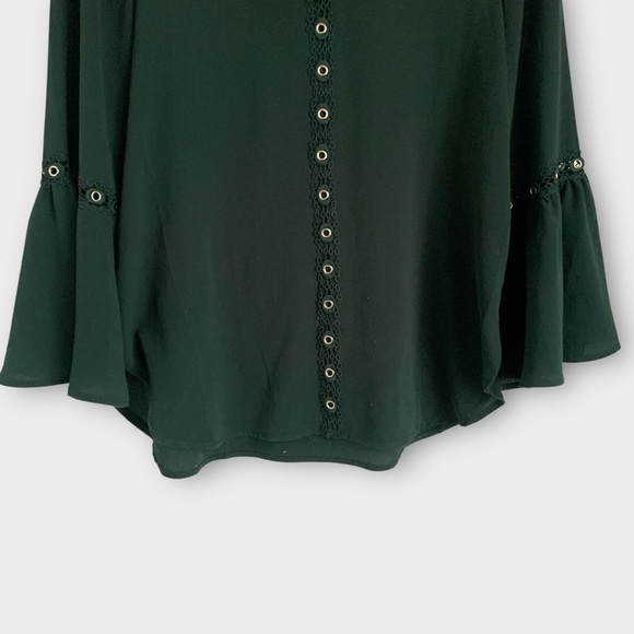 Grey & Gray Eyelet Bell Sleeve Blouse - Picture 2 of 7